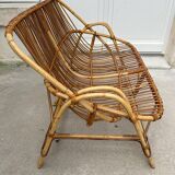 Vintage rattan bench