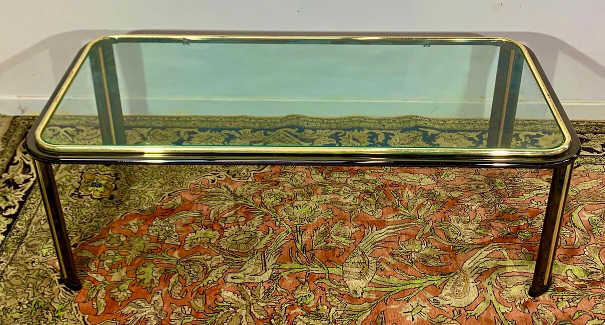 Glass coffee table, chromed steel, Design Italy 1960