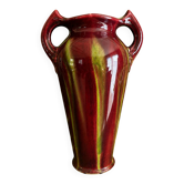Superb Art Nouveau vase, glazed ceramic in blood red/green.