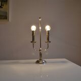 Bouillotte type lamp base in silver metal