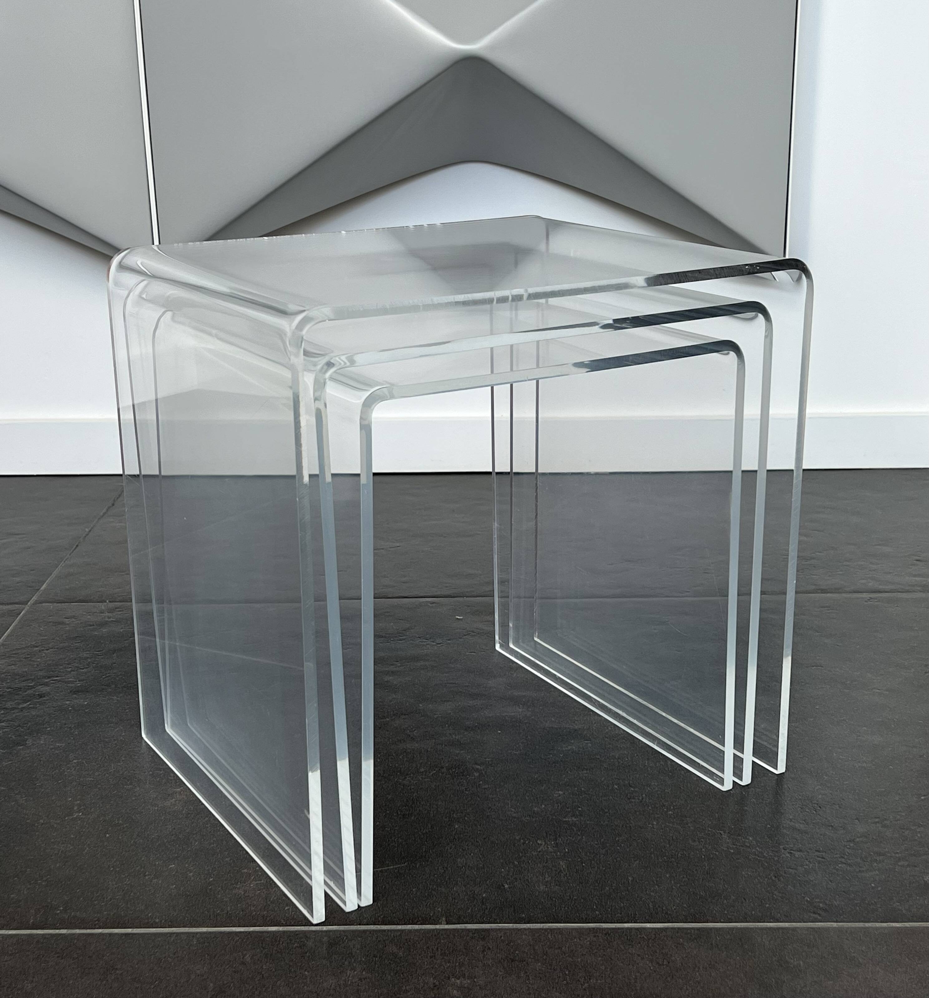 Nesting tables in plexiglass by Michel Dumas, France 1970s