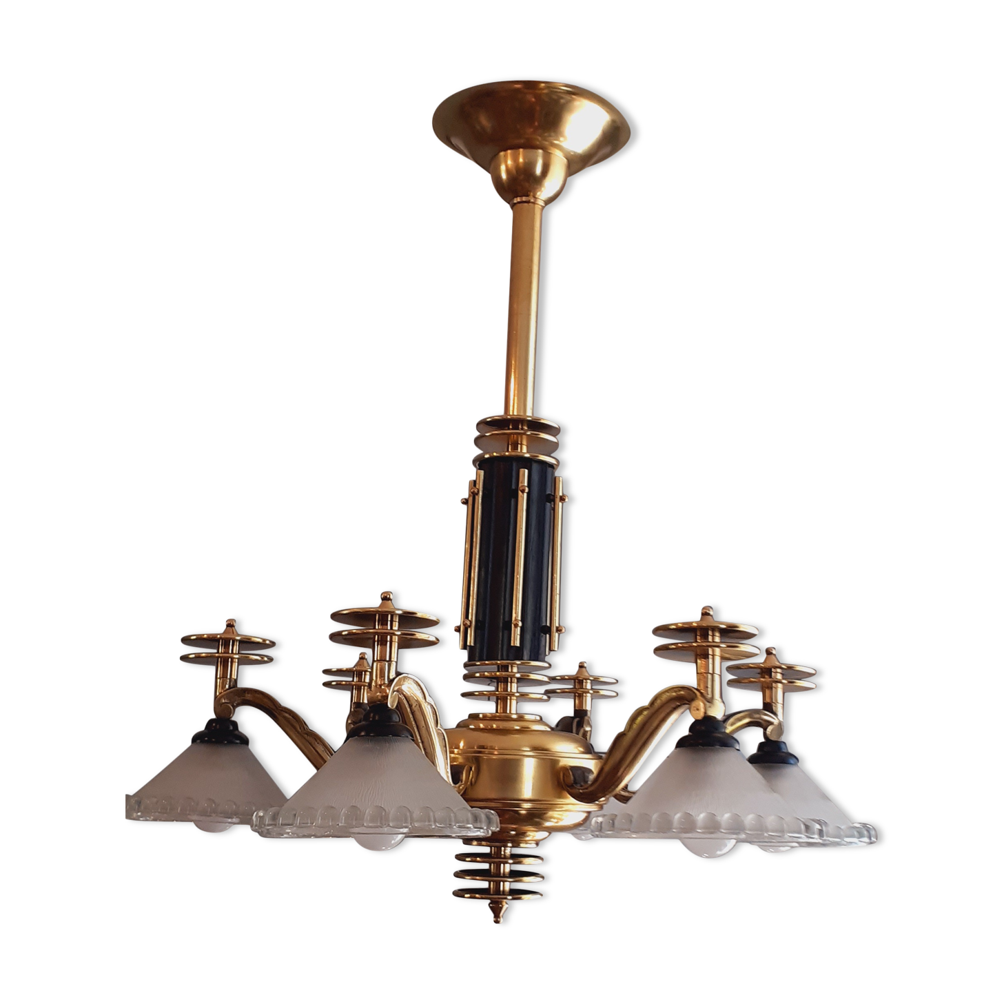 Art Deco chandelier six lights year 40