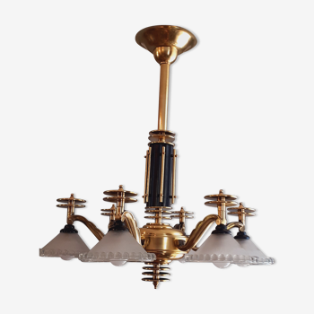 Lustre Art Déco six lumières année 40