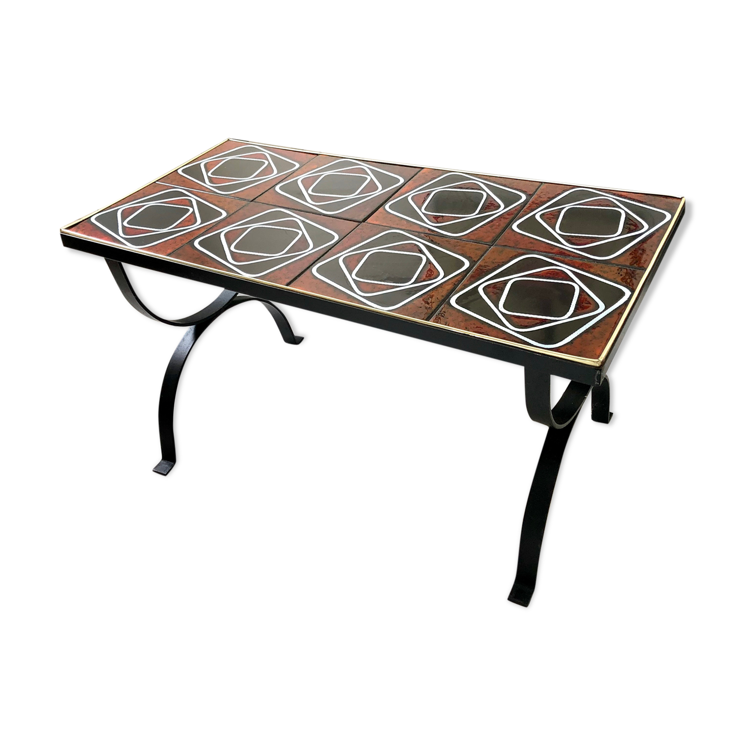 Wrought iron coffee table ceramic 60