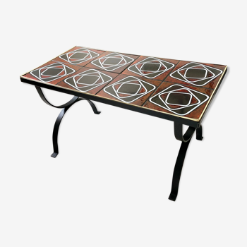 Wrought iron coffee table ceramic 60
