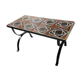 Table basse fer forgé & céramique vintage 60