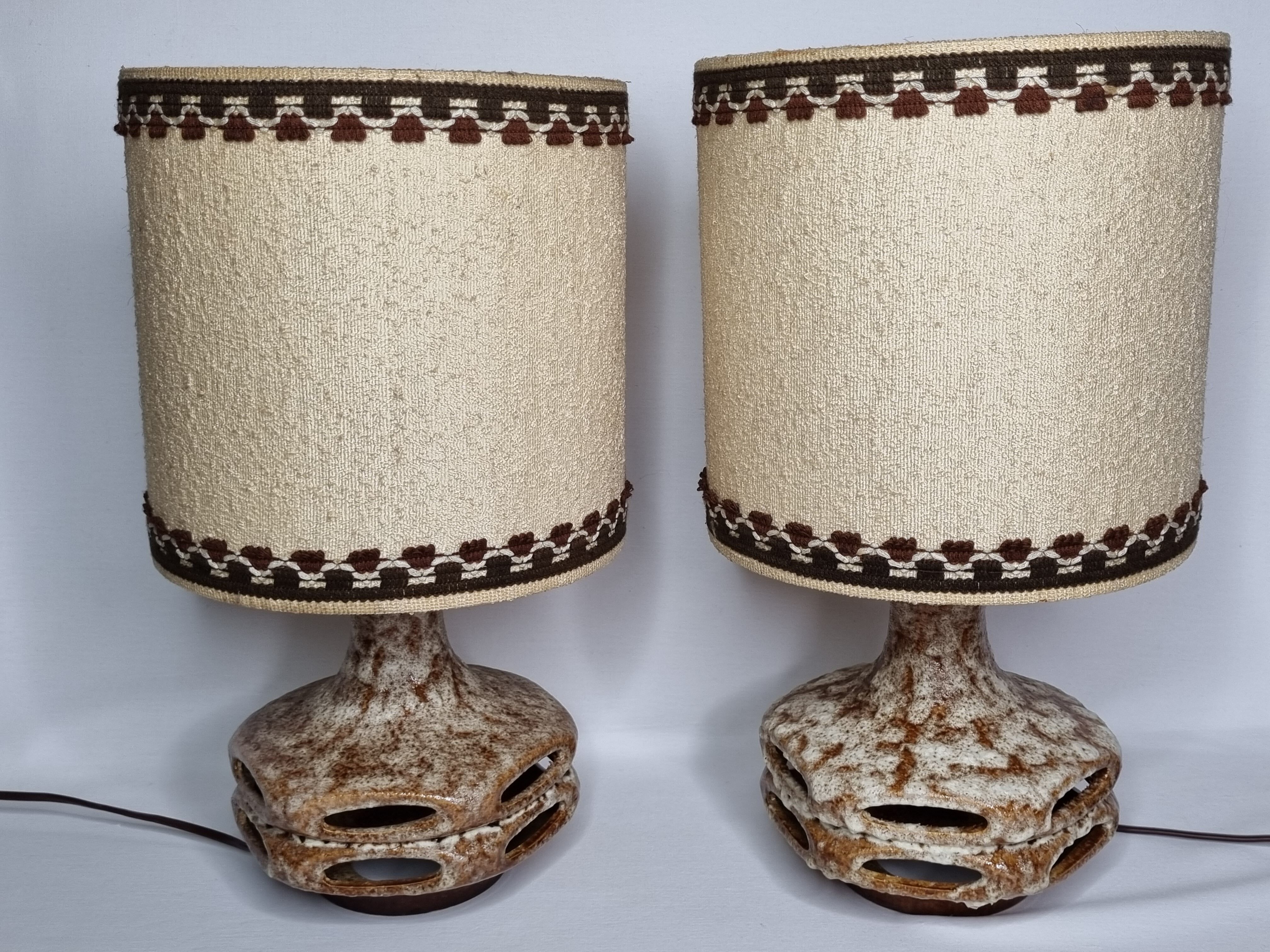 Paire de lampes vintage, fat lava, Stein Keramik, West Germany, 44 cm