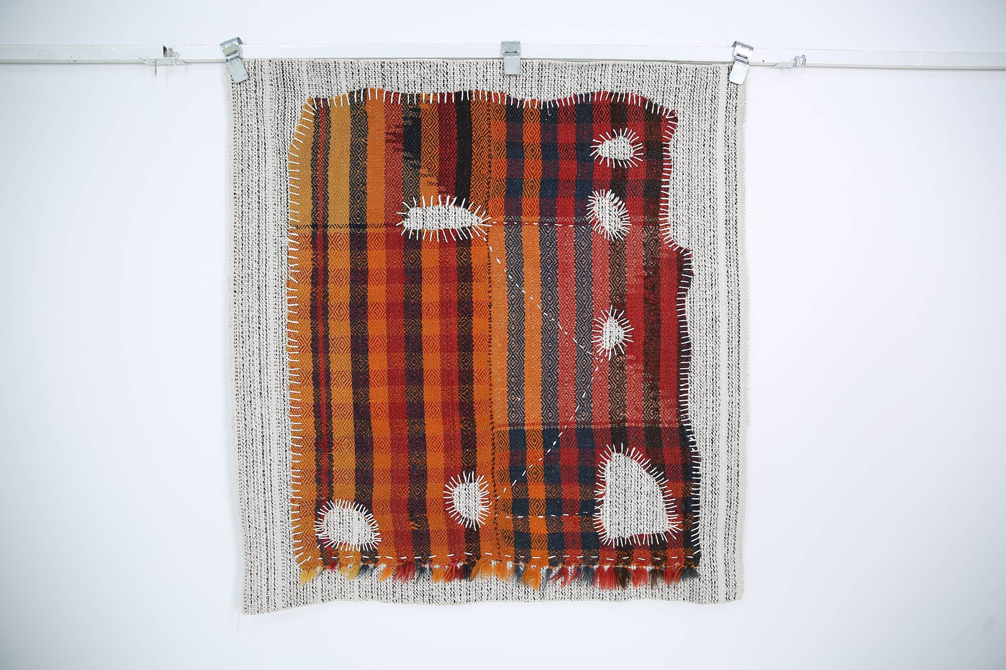 Tenture Murale Tissée Abstraite, Art Textile Fait Main, 105x112 Cm