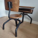 Bureau écolier vintage bois et métal