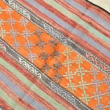 5x8 Orange & Red Striped Vintage Kilim Rug, 173x255Cm SK 32784