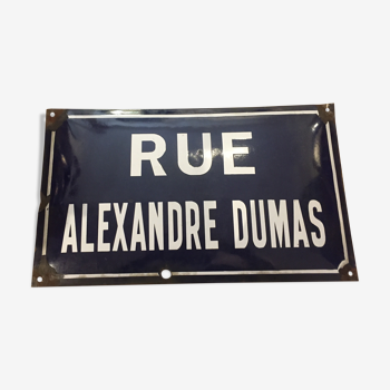 Plaque de rue émaillée Alexandre Dumas