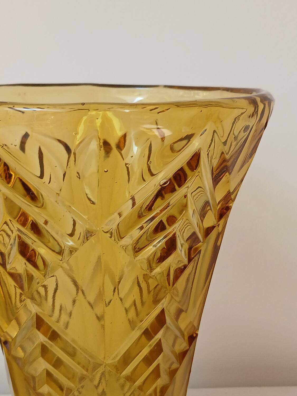 Amber yellow glass vase