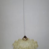 Suspension ancienne opaline clichy paille et blanc