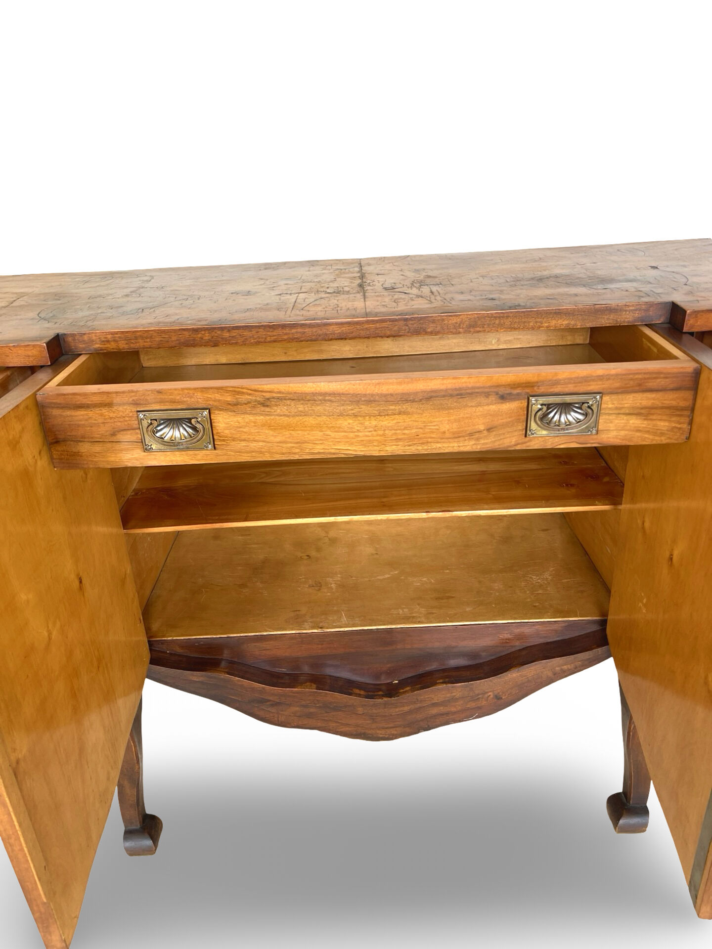 Walnut buffet, antique Italian, 1930s.