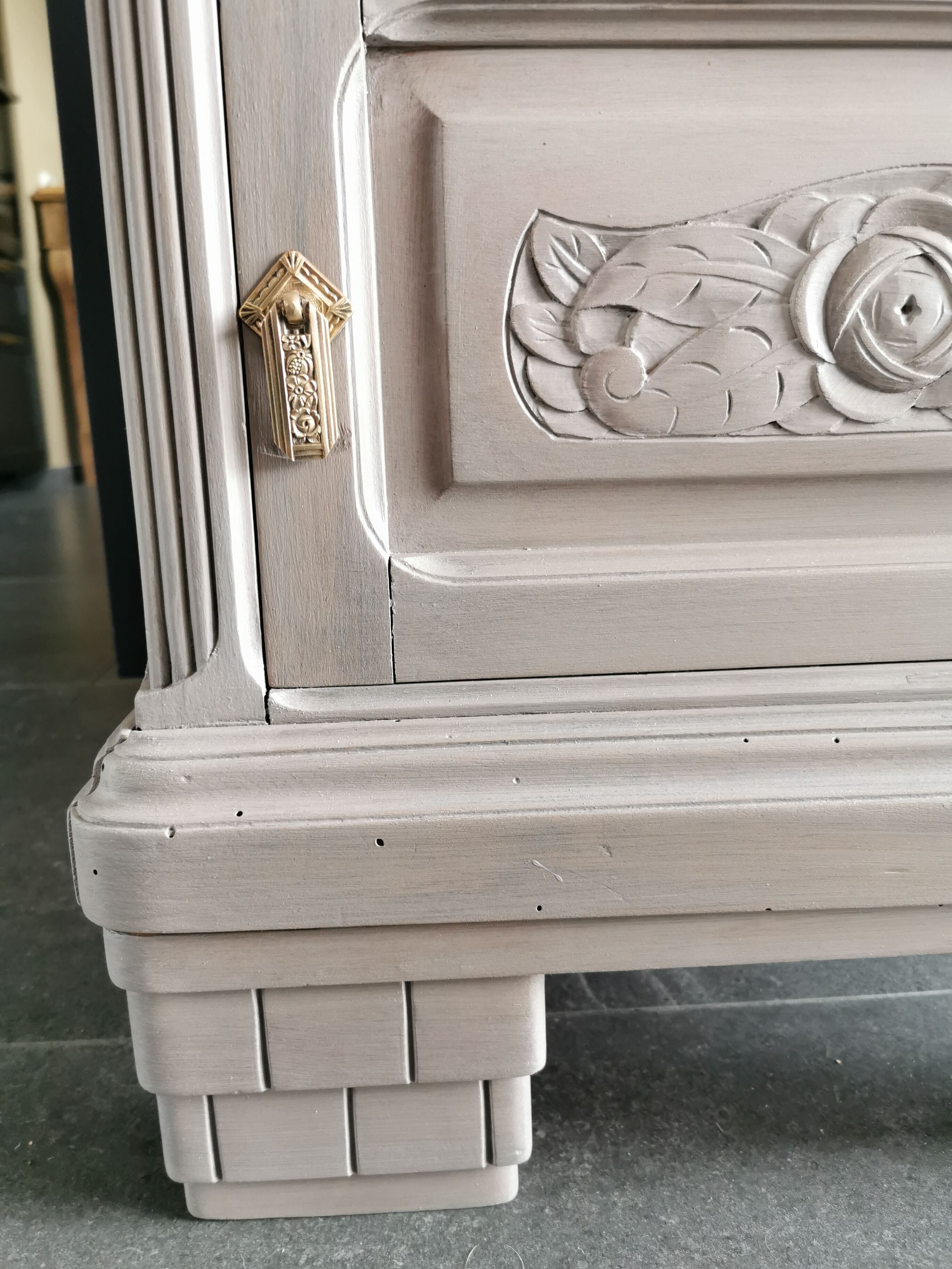 Old wooden and marble bedside