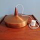 Scandinavian pendant light in copper and teak, 1960s