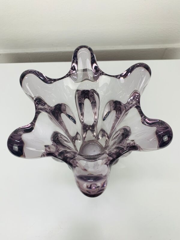 Vase Girafe en cristal Art Vannes, 1950, vintage