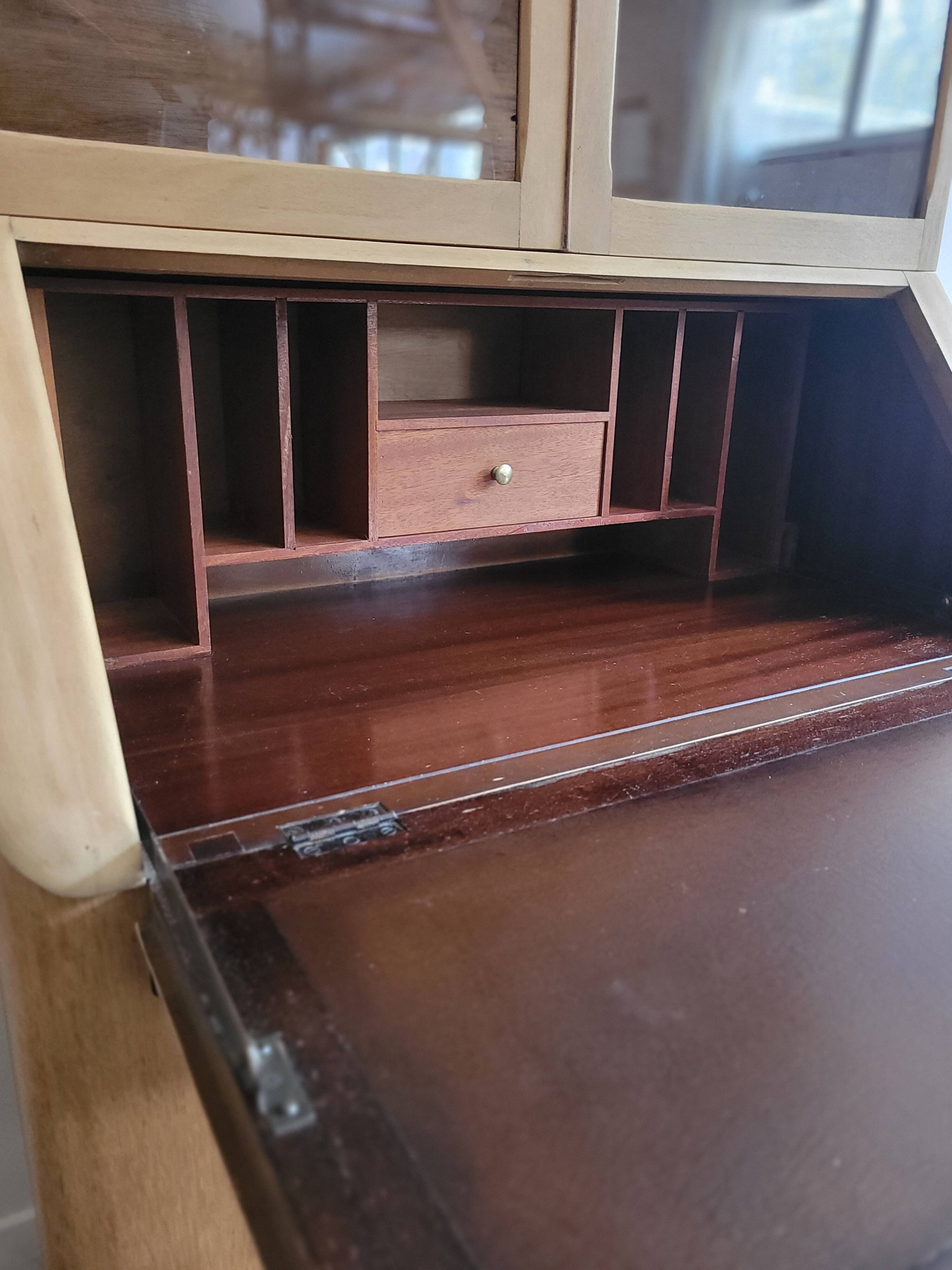 Antique English secretary display cabinet