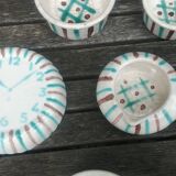 Glazed ceramic dinette from the Longchamp earthenware factory France vintage 60s abstract decor