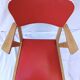 1960s wooden chair with armrests and faux leather seat
