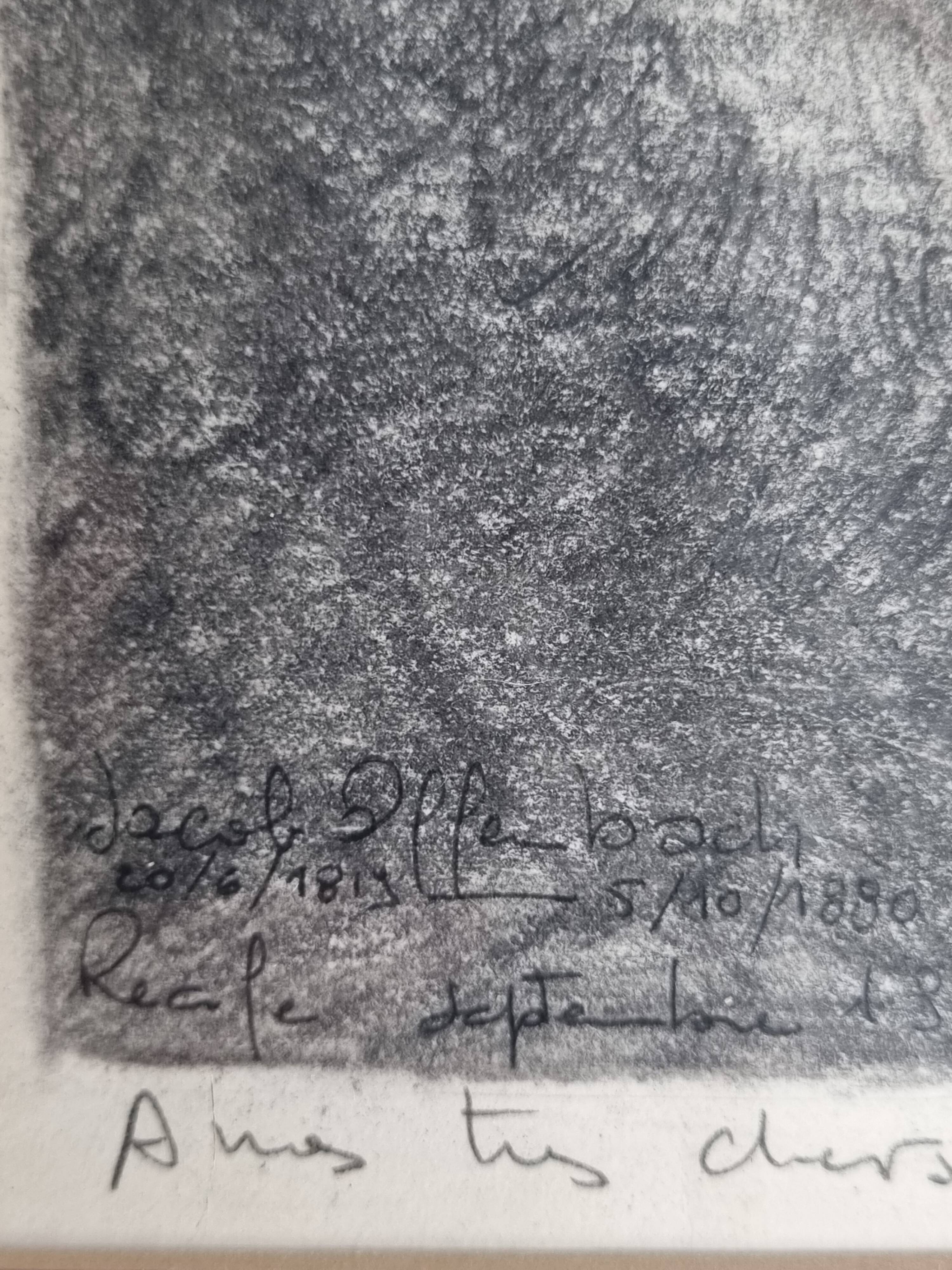 Portrait of Jacques Offenbach inspired by a photograph by Nadar, Framed and signed, 34 x 43 cm