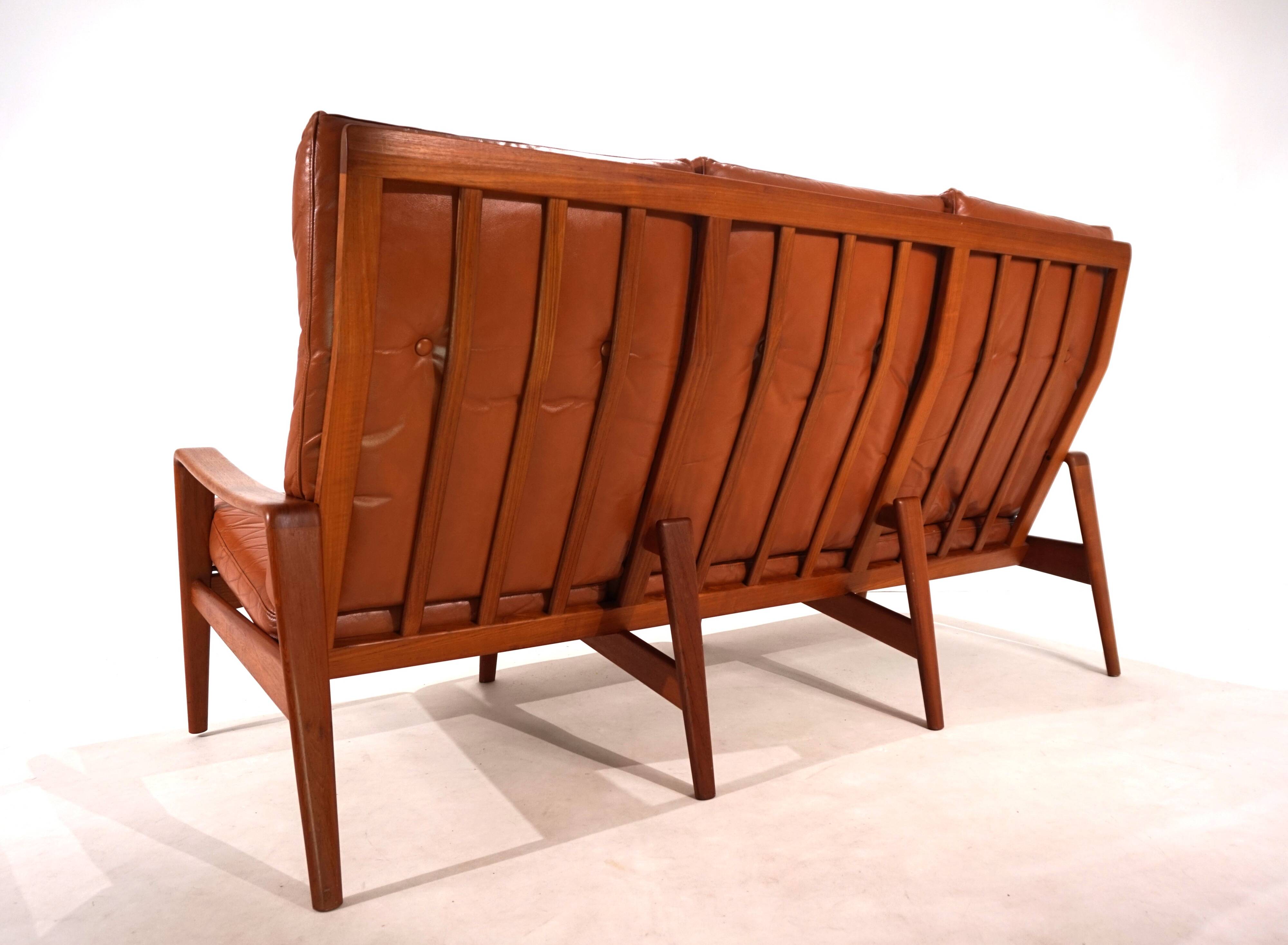 Canapé 3 places Komfort en cuir par Arne Wahl Iversen, 1960