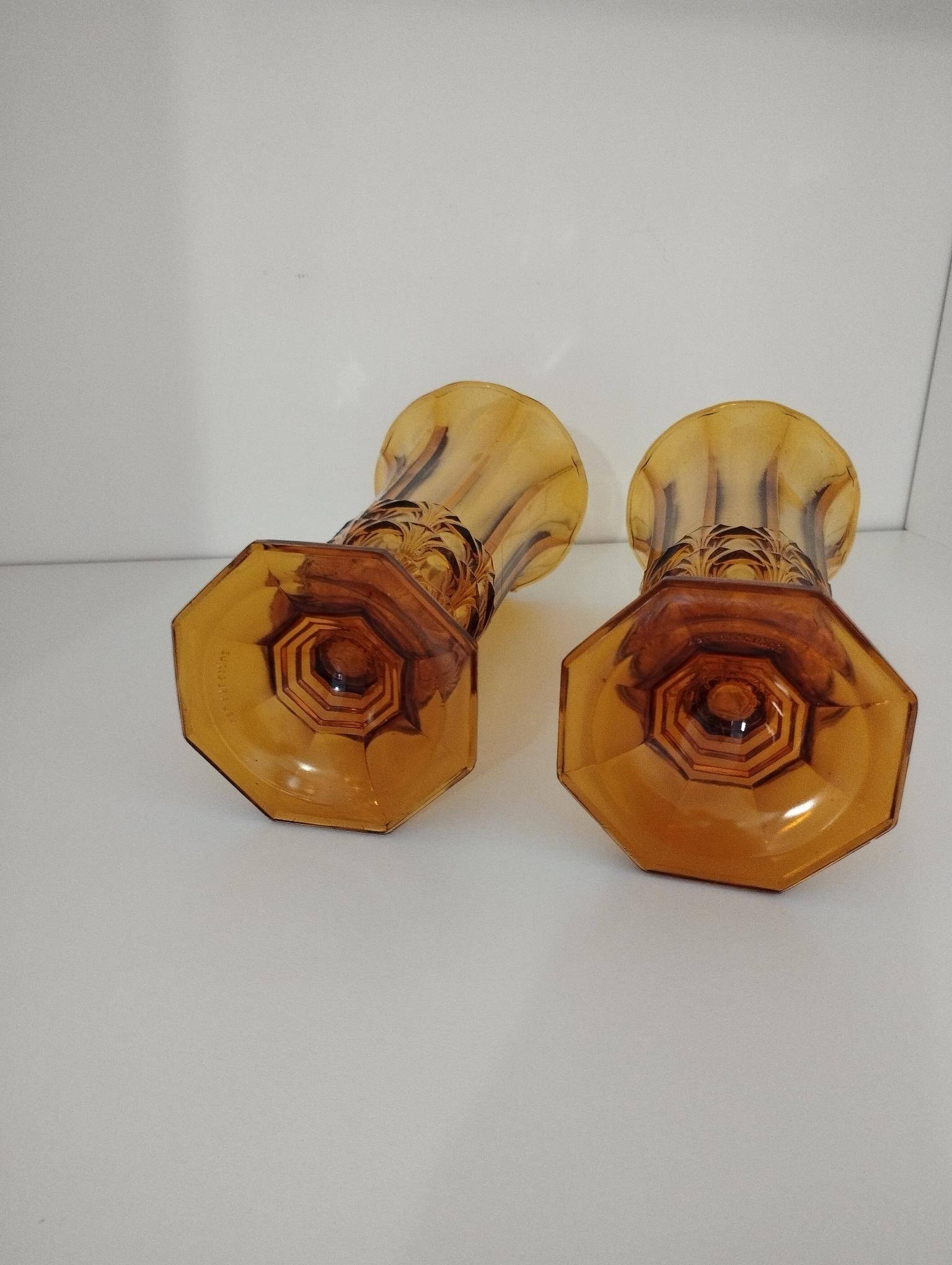 Art Deco vase pair, Val-Saint-Lambert crystal 1930