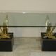 Bronze, brass and crystal table by Gianni Versace for Versace Home, Italy, 1980s.