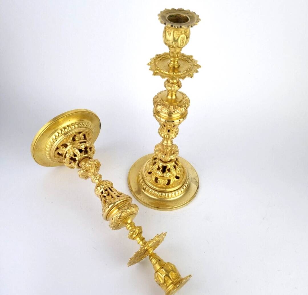Pair of 19th century bronze candlesticks