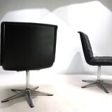 Wilhahn Delta set of 2 leather conference / dining chairs by Delta, 1960