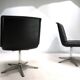 Wilhahn Delta set of 2 leather conference / dining chairs by Delta, 1960