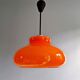 Large vintage pendant light in orange opaline, 1970s