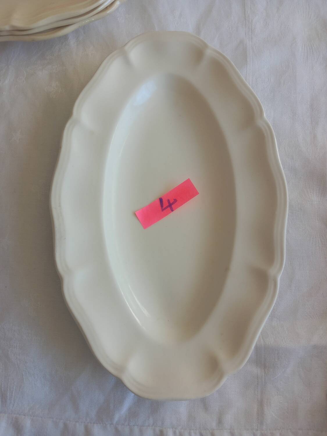 Old Sarreguemines Ivory Carved Service