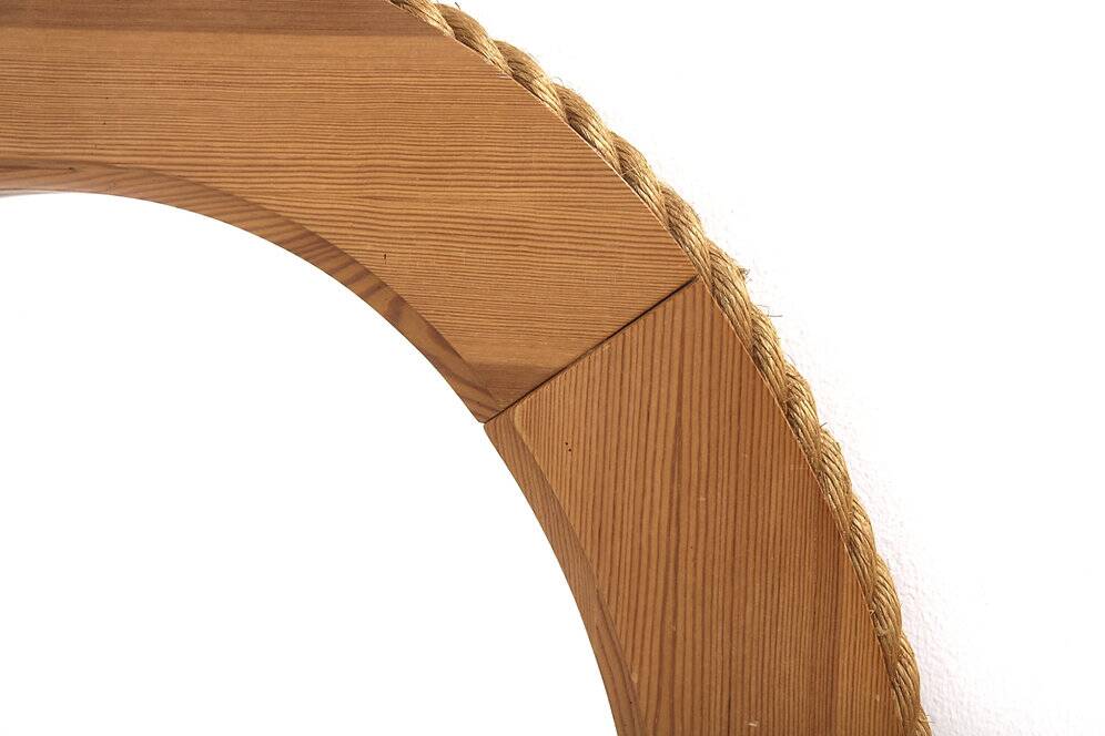 Miroir scandinave en pin et en corde, Suède, 1960, 103cm x 73cm