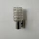 Pair of vintage wall lights, chromed metal and pressed molded glass, Italy, 1970