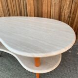 Table basse travertin boomerang