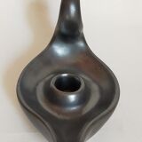 Bougeoir rat-de-cave noir mat en céramique années 50