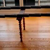 Louis Philippe round table in solid cherry wood, extendable with extensions