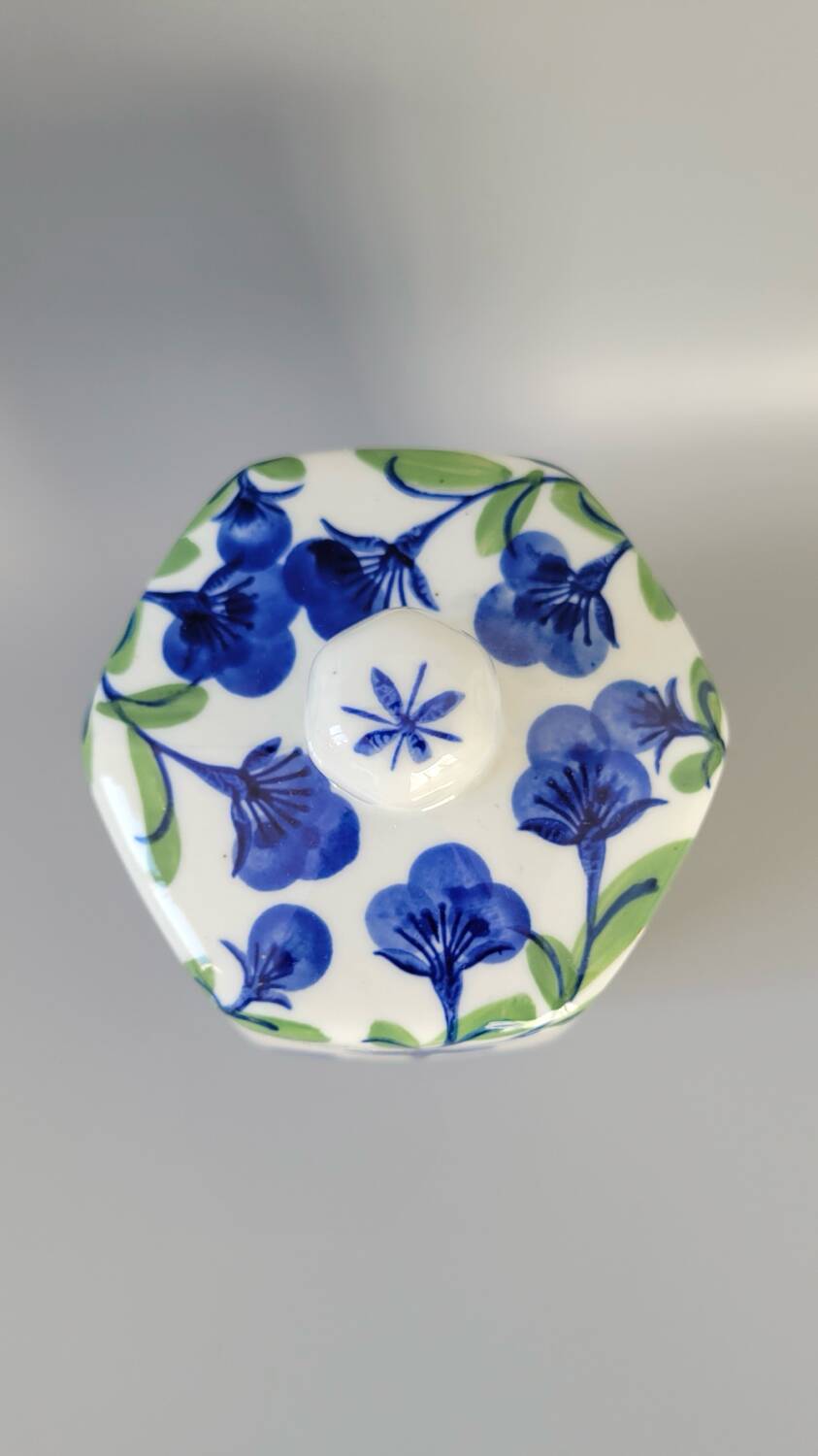 Blue and green ceramic pot