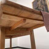 Solid pine table with its extension, 1950s