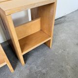 Pair of pine stools or bedside tables, mountain furniture, 1950s