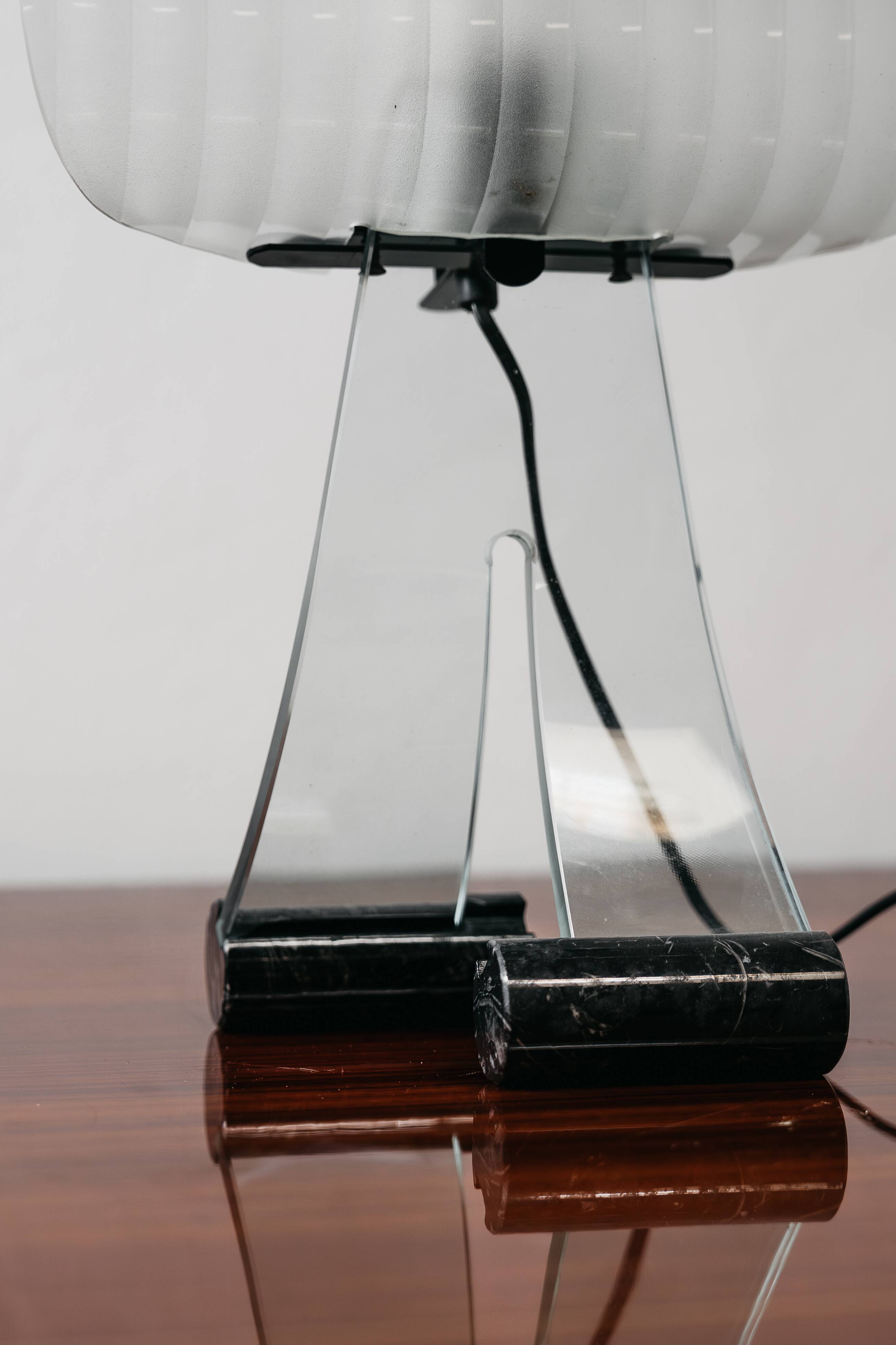 Lampada Da Tavolo Silhouette Design Table Lamp Marble & Glass 1980’s P