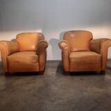 Pair of club shoes from the 1950s in tawny leather.