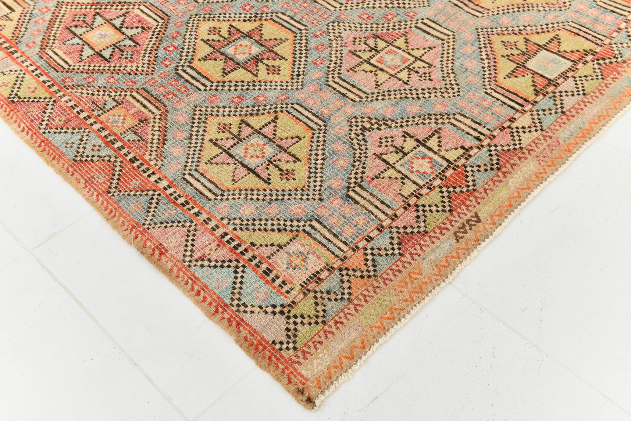 6x10 Kilim Cream Turkish Kilim Rug, 189x300Cm