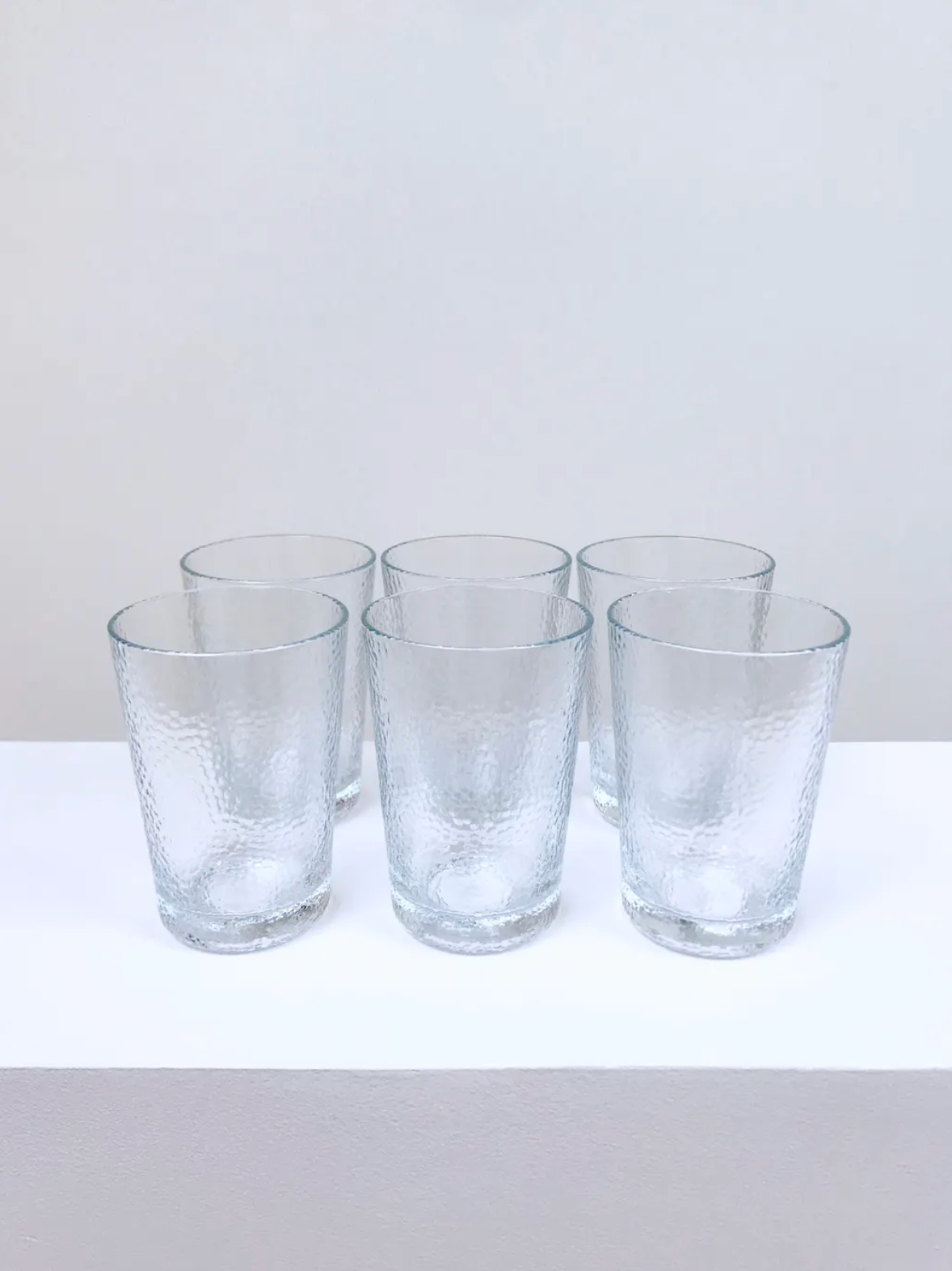 Lot of six hammered glass glasses