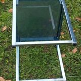 Table d’appoint vintage en plexiglas bleu et acier – Marc Berthier pour Prisunic