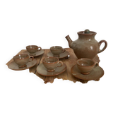Stoneware teapot and cups