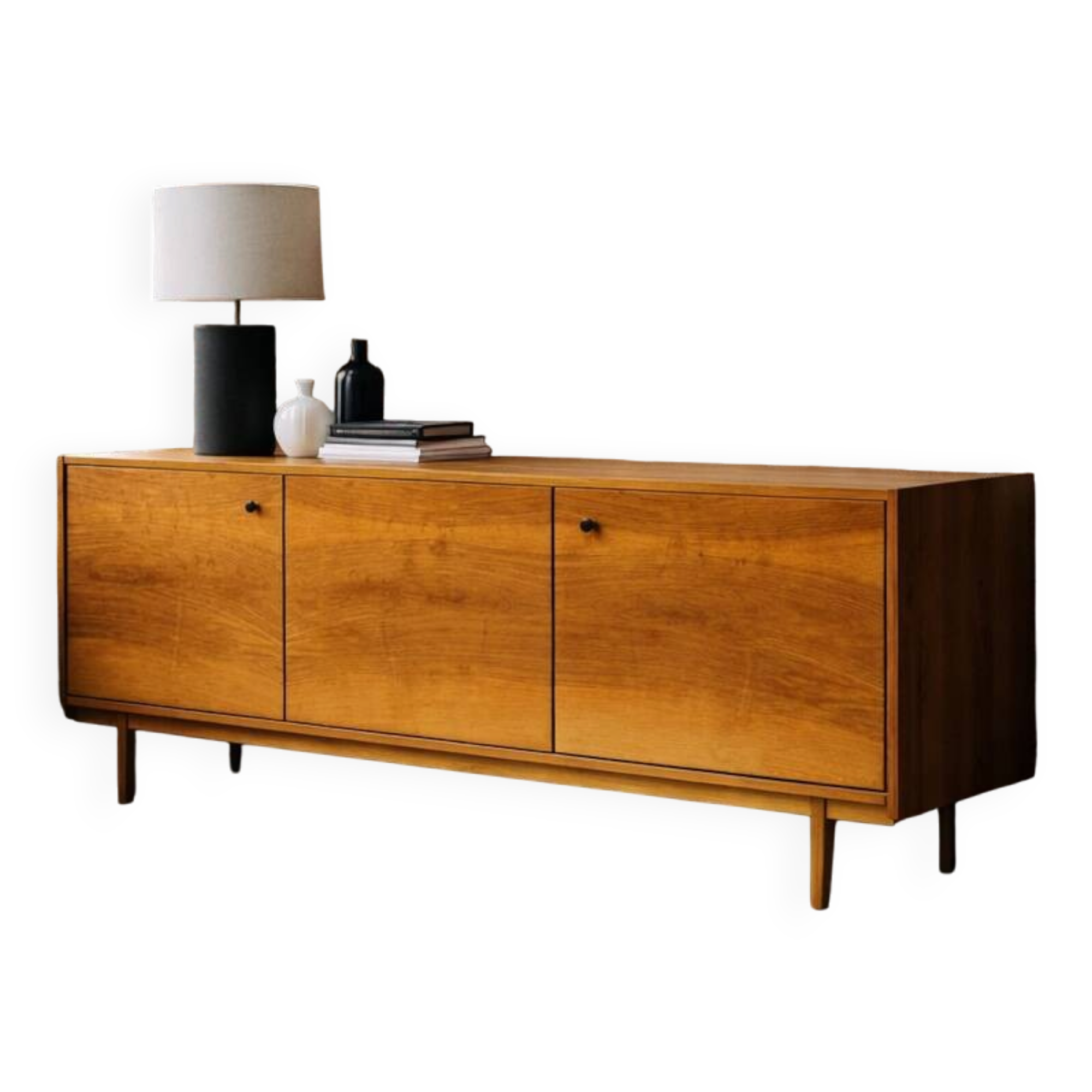 Mid-century modern Scandinavian style sideboard in warm wood veneer, 1960s–1970s