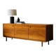 Buffet de style scandinave moderne du milieu du siècle en placage de bois chaud, années 1960-1970