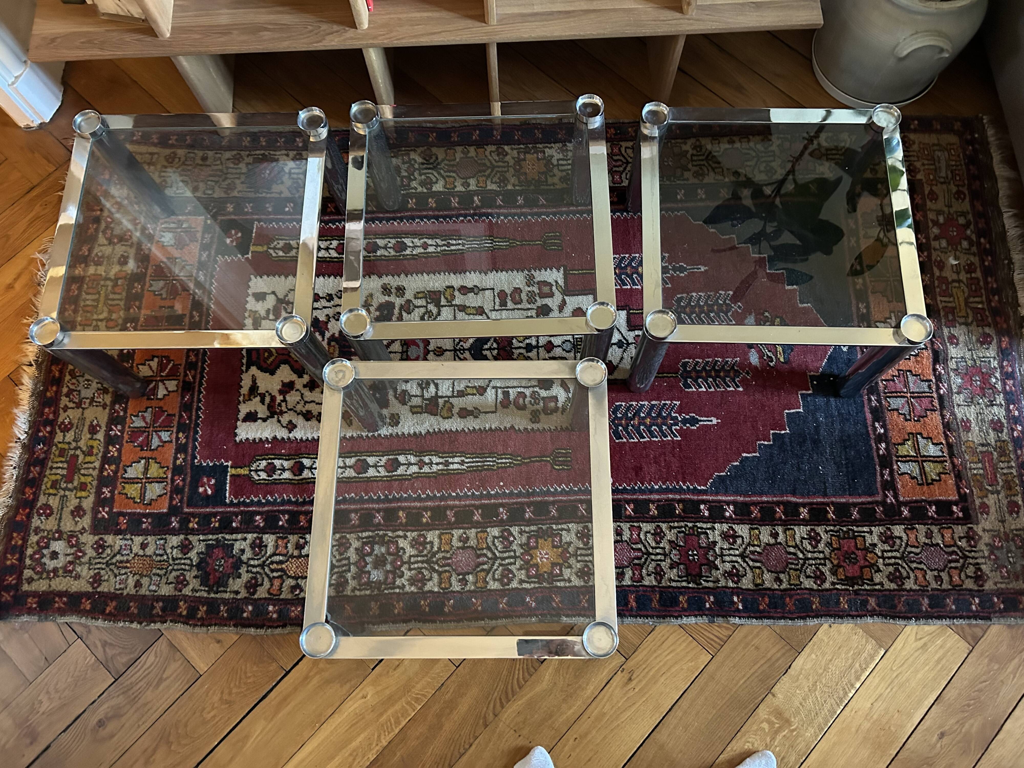 Glass and chrome coffee tables